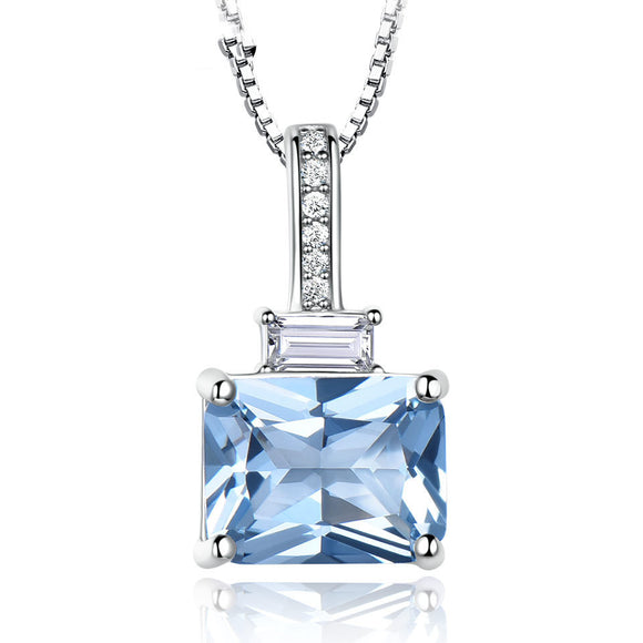 Cadena de Clavícula con Topacio Nano Azul Cielo Rectangular