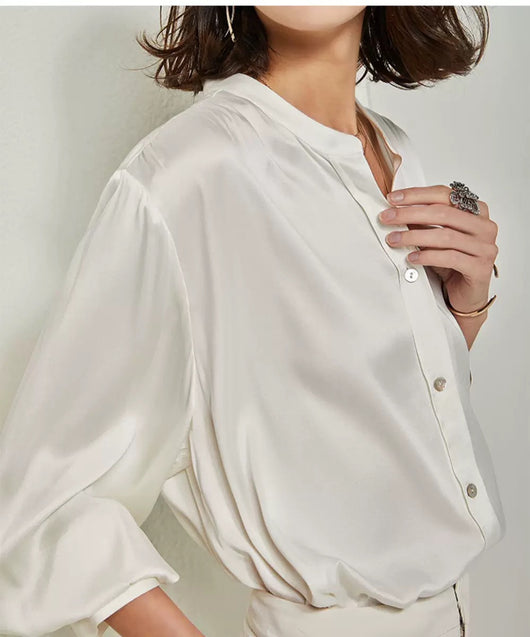 Blusa de Seda Suelta y Desenfadada Estilo Francés para Mujer Otoño - Image 13