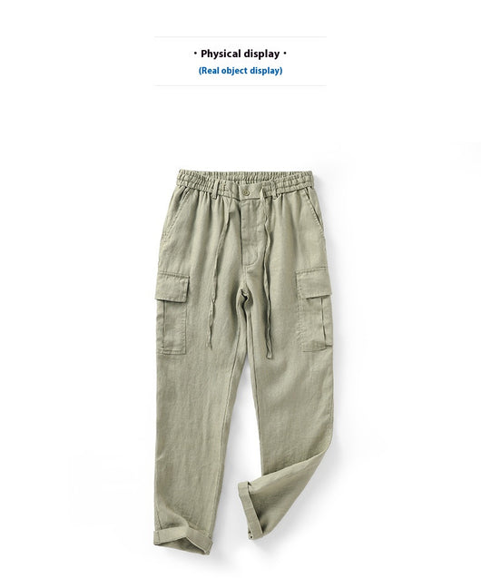 Pantalones de Lino Casuales Cintura Media Transpirables para Jóvenes - Image 22