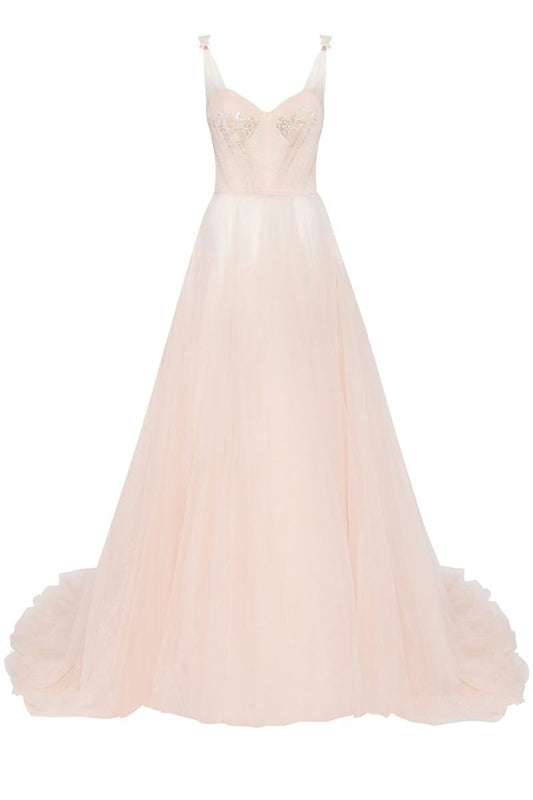 Vestido de Novia Color Champagne con Tirantes - Image 2