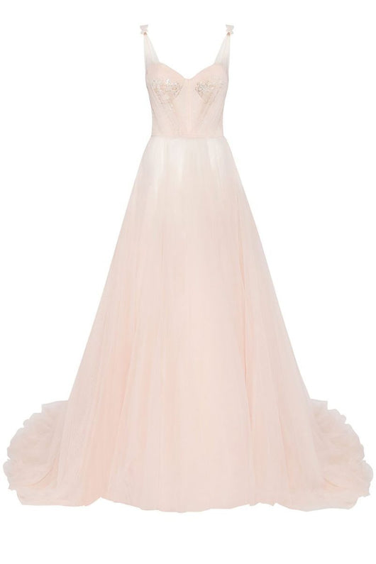 Vestido de Novia Color Champagne con Tirantes - Image 2