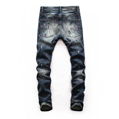 Pantalones Vaqueros Rotos con Parches para Hombre - Slim Fit Biker con Diseño Personalizado - Image 13