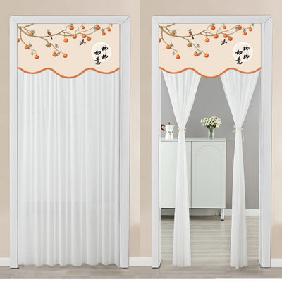 Double-layer blackout doorway curtain with a light blue top featuring a cartoon bear and "LUCK DAY!" text. - Image 12