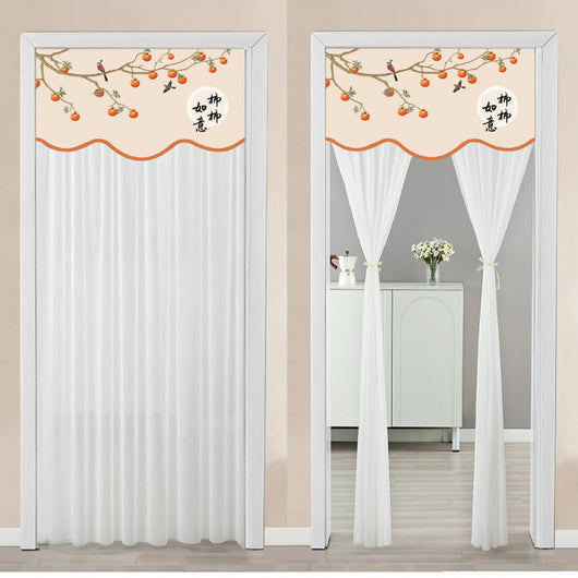 Double-layer blackout doorway curtain with a light blue top featuring a cartoon bear and "LUCK DAY!" text. - Image 12