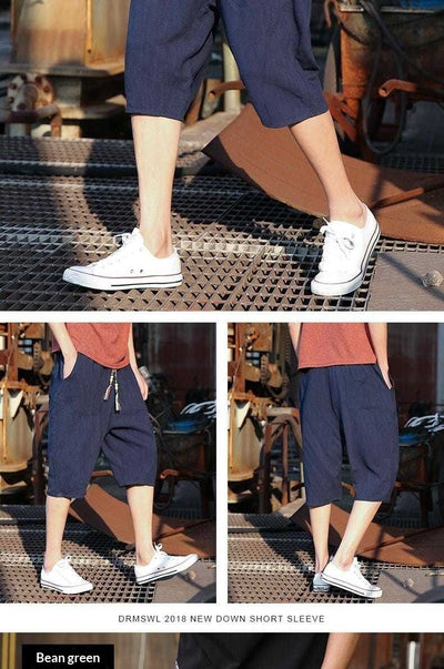 Pantalones Cortos de Lino Holgados para Hombre - Image 14