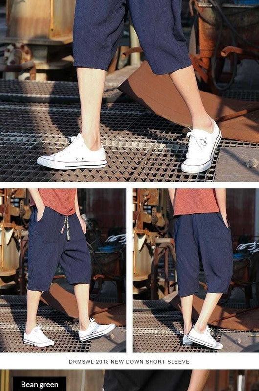 Pantalones Cortos de Lino Holgados para Hombre - Image 14