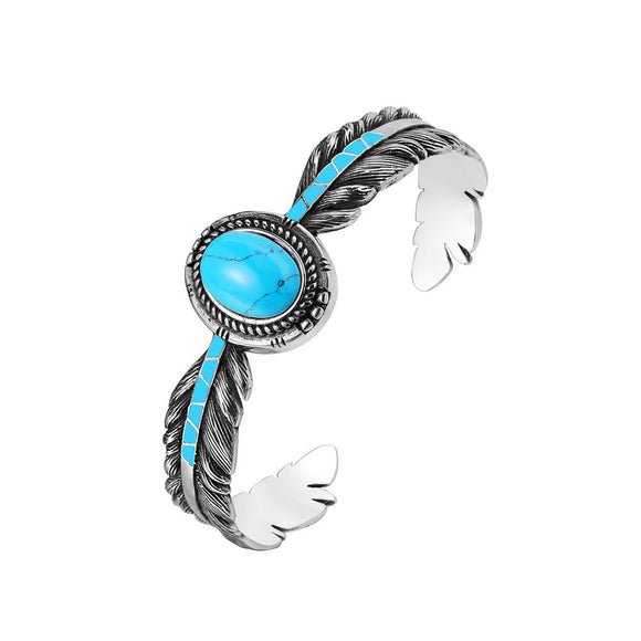 Pulsera Retro Takahashi de Acero Titanio Azul Turquesa