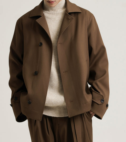 Abrigo Ejecutivo de Cuello Vuelto con Mezcla de Tela Twill para Hombre - Image 16