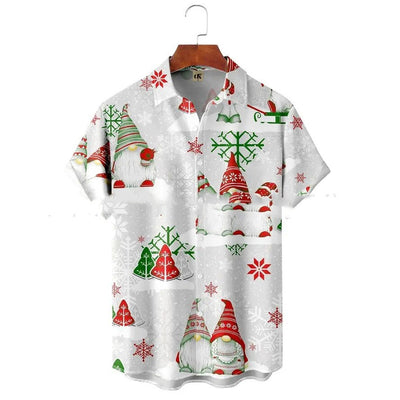Camisa Estampada de Cuello Solapa para Hombre - Manga Corta Ideal para Festividades - Image 24