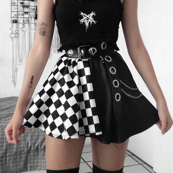 Falda Gótica Cuadros A-Line Mini Harajuku Streetwear