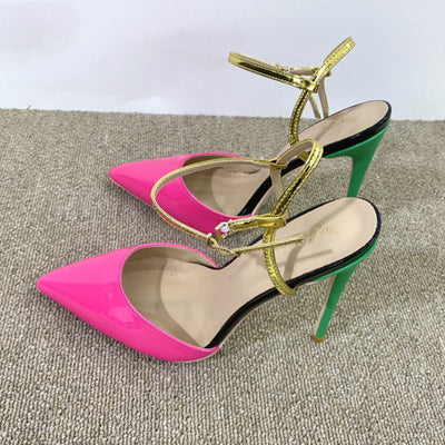 Sandalias Stiletto Bicolor con Tira al Tobillo - Image 13