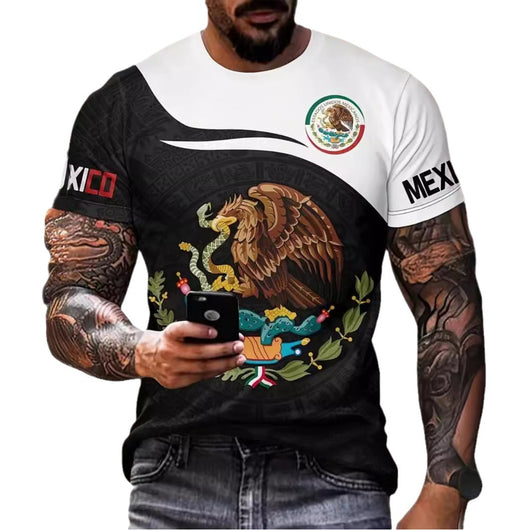 Playera Holgada Águila y Serpiente Cuello Redondo para Hombre - Image 4