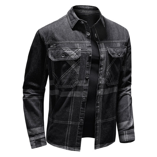 Camisa de Cuadros Denim Manga Larga para Hombre - Image 8