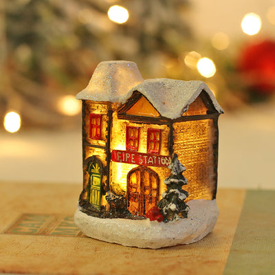 Adorno Navideño Casa de Nieve Luminosa con Resina Brillante - Image 6