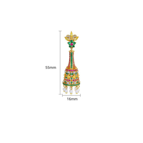 Aretes Largos Dorados Retro con Perlas - Pendientes Elegantes para Eventos