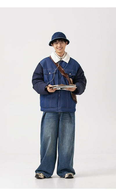 Abrigo Denim Acolchado Retro Americano para Hombre - Image 18