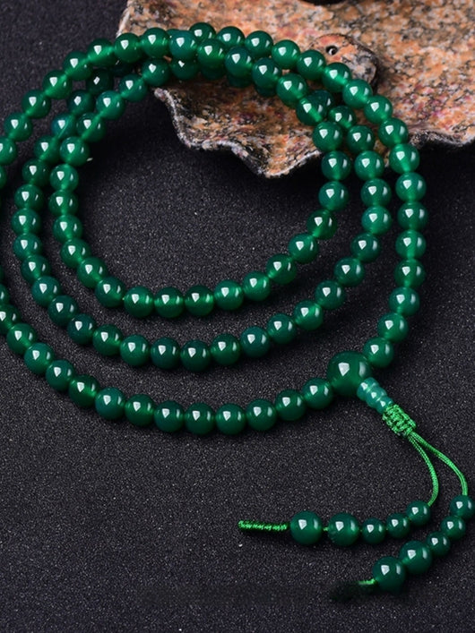 Pulsera Colgante Ágata Verde Natural 108 Círculos Múltiples Thangka - Image 12