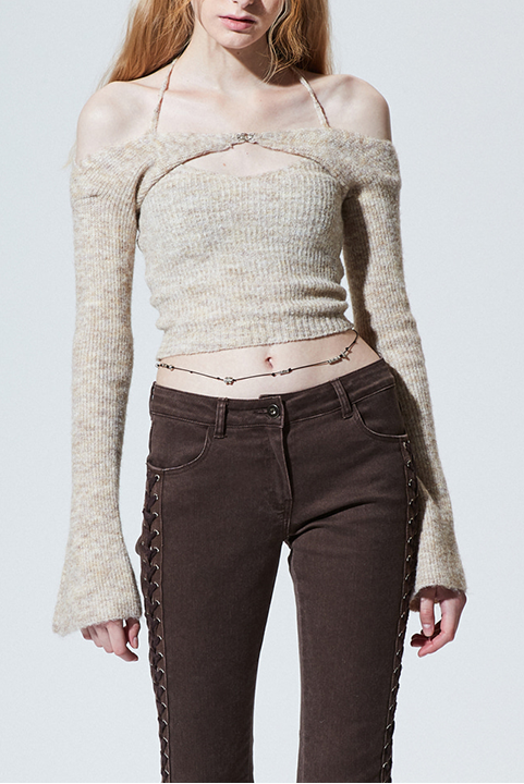 Conjunto de Dos Piezas en Lana: Blusa Suspender Tejida - Image 3