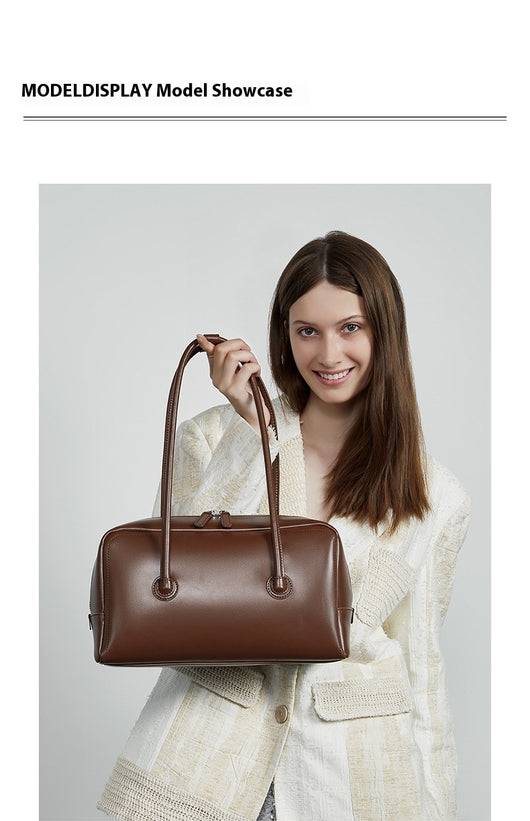 Bolso Boston de Cuero Genuino para Mujer - Portátil y Elegante - Image 16
