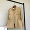 Abrigo Trench de Cuero Gamuza con Cintura Ajustada