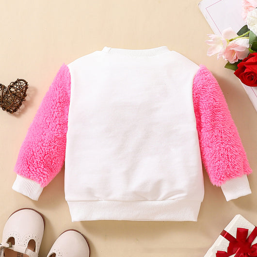 Camiseta Manga Larga Niña Algodón Estampado Letras Blancas con Pelaje - Image 6