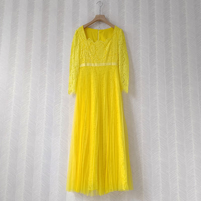 Vestido Retro Elegante con Encaje y Cuello Cuadrado para Fiestas - Image 2