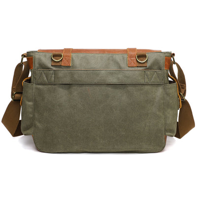 Bolsa Bandolera de Lona Encerada y Cuero Genuino - Image 3