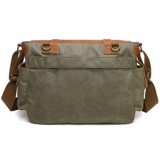 Bolsa Bandolera de Lona Encerada y Cuero Genuino - Image 3
