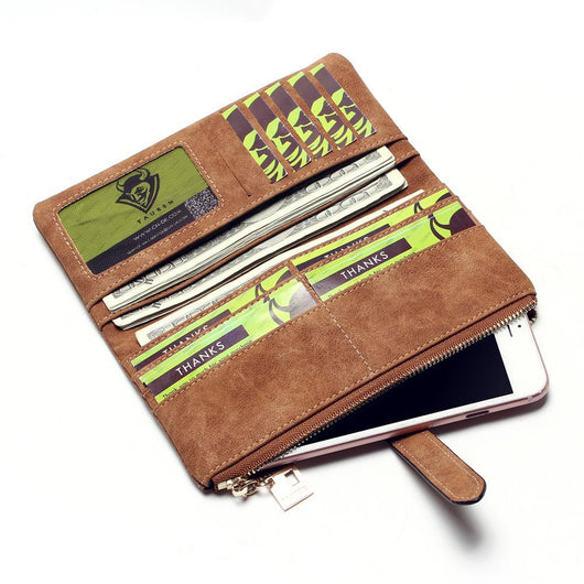 Billetera Larga Coreana de Cuero Mate con Doble Compartimento y Múltiples Tarjetas para Mujer - Image 2