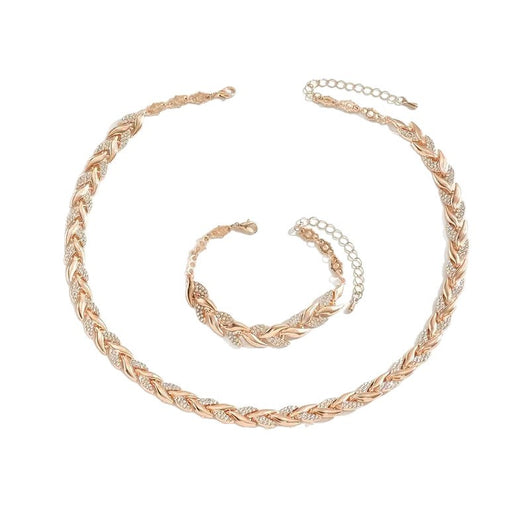 Juego de Collar y Pulsera de Hoja de Cristal con Rhinestones - Joyería Elegante para Mujer - Image 7