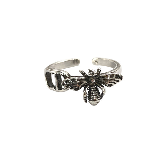 Anillo de Plata Esterlina con Abeja Resistente al Deslustre