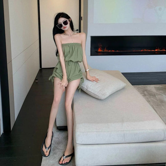 Jumpsuit Bandeau Holgado de Color Liso para Mujer - Image 12