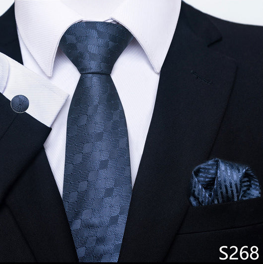 Conjunto Completo de Accesorios Ejecutivos: Corbata, Pañuelo y Gemelos Formales - Image 11