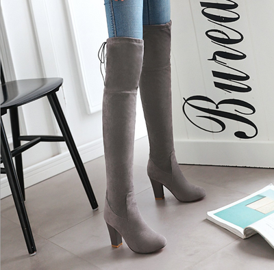 Botas Altas de Tacón Grueso para Mujer con Caña Elástica - Image 3