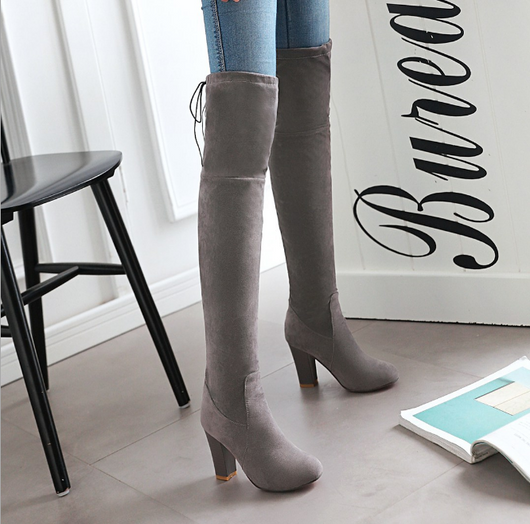 Botas Altas de Tacón Grueso para Mujer con Caña Elástica - Image 3