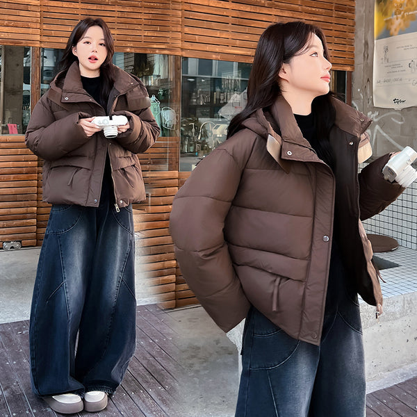 Chaqueta Acolchada de Algodón con Letras Bordadas y Costuras