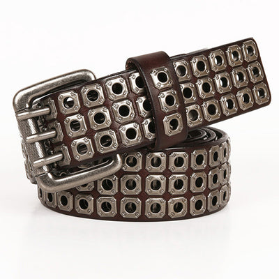 Cinturón de Cuero para Hombre Corns Hollow Rivet - Estilo y Durabilidad - Image 10