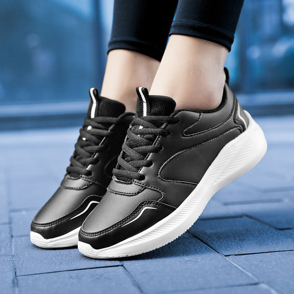 Tenis Casual Impermeables de Cuero con Suela Suave para Mujer