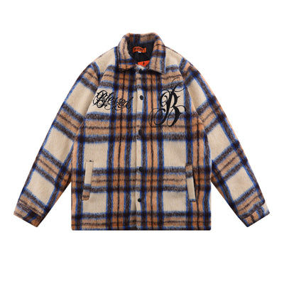 Chamarra Camisera Bordada a Rayas para Parejas - Otoño e Invierno - Image 5