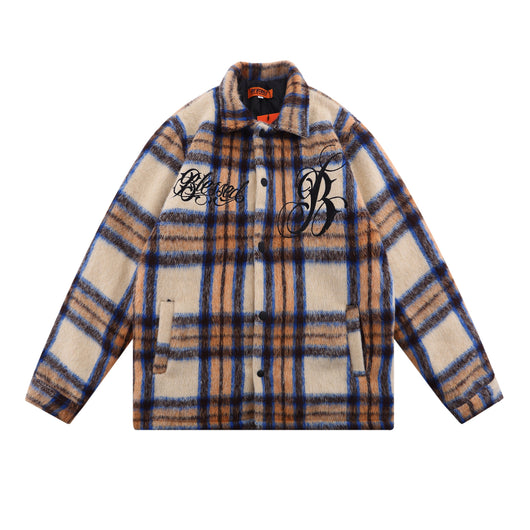 Chamarra Camisera Bordada a Rayas para Parejas - Otoño e Invierno - Image 5