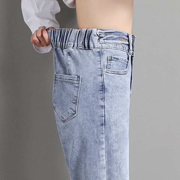 Jeans Rectos Sueltos de Cintura Alta y Corte Slim