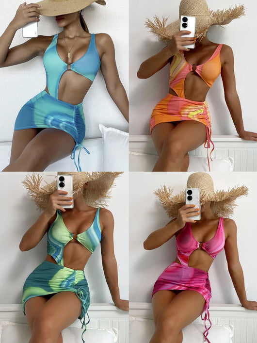 Bikini de Tres Piezas con Flecos para Mujer