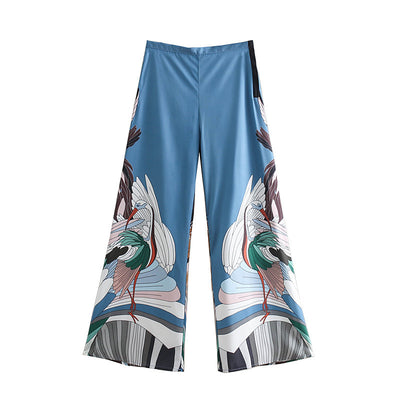 Pantalón Ancho Cintura Alta con Estampa Grúa Estilo Vintage Chino - Image 3