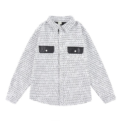 Camisa Hombre Vintage Cuadros Suelta Solapas Trenzadas Manga Larga - Image 8