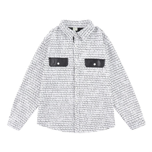 Camisa Hombre Vintage Cuadros Suelta Solapas Trenzadas Manga Larga - Image 8