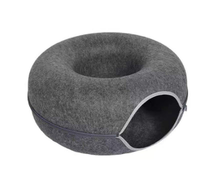 Casa Túnel para Gatos Donut - Cama de Fieltro Natural con Juguetes Interactivos - Image 12