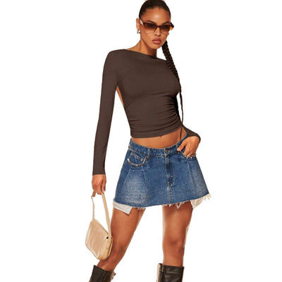 Blusa Espalda Descubierta Otoño Invierno - Diseño Europeo Moderno - Image 5