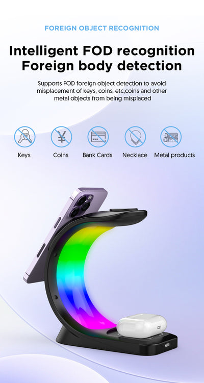 Cargador Inalámbrico Magnético 4 en 1 con Luz Ambiente para iPhone, Apple Watch y AirPods Pro - Image 23