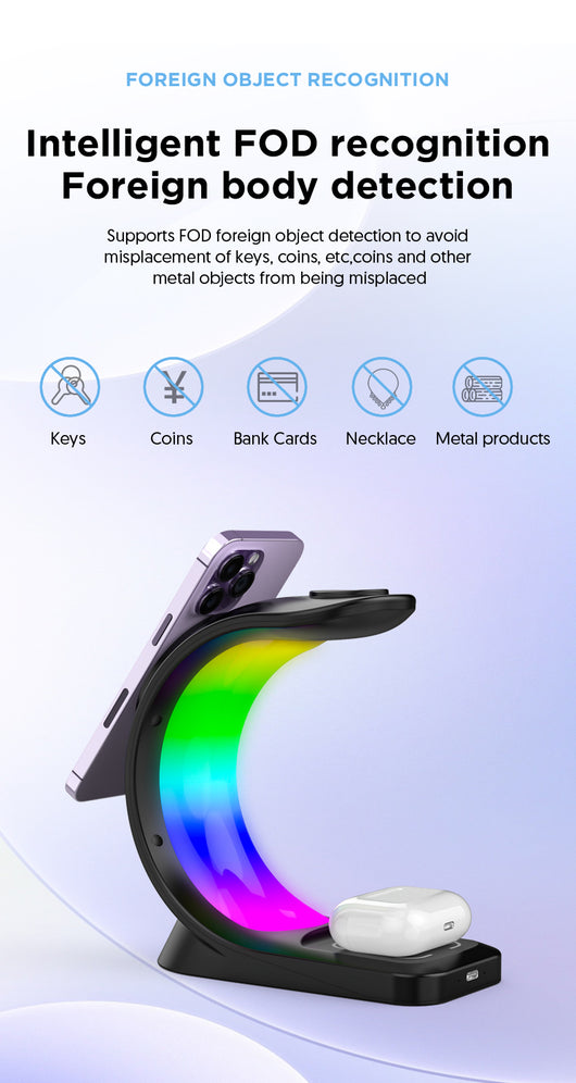 Cargador Inalámbrico Magnético 4 en 1 con Luz Ambiente para iPhone, Apple Watch y AirPods Pro - Image 23