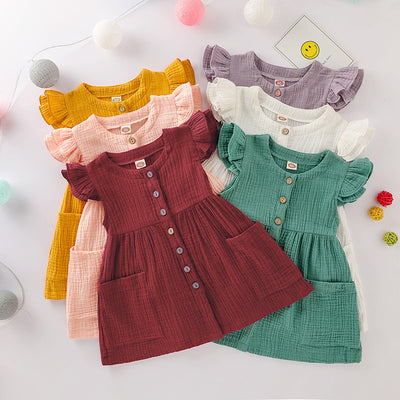 Vestido de Algodón Manga Corta para Niñas